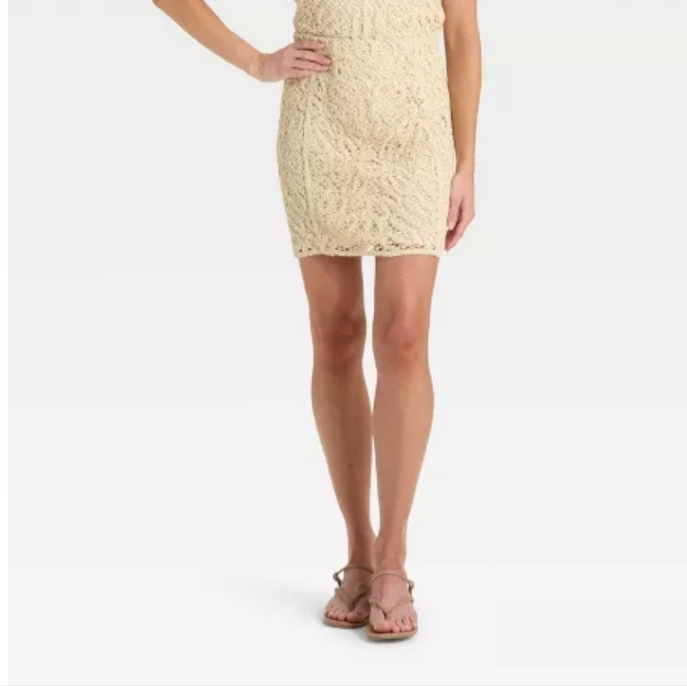 A New Day Cream Lace A-Line Skirt Size Large